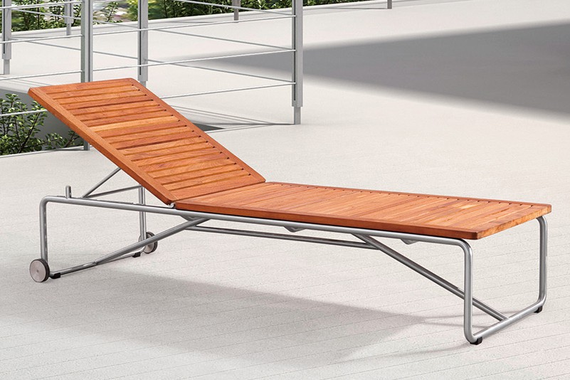 Outdoor poolside chaise lounge